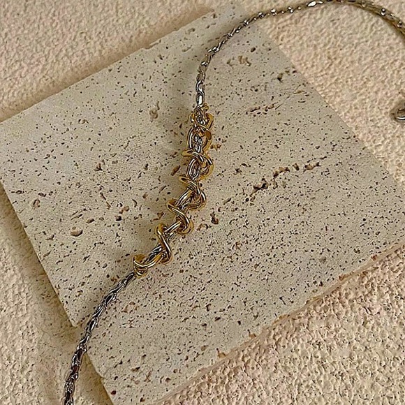 Twisted Two Tone Sterling Silver Necklace - Picture 5 of 5